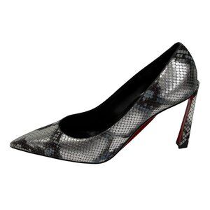 $895 Christian Louboutin silversnake print condra 85 pumps size 11 / 41